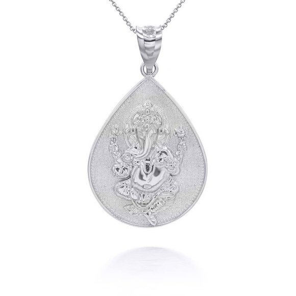 925 Sterling Silver Hindu Lord Ganesha Pendant Necklace - Picture 1 of 4